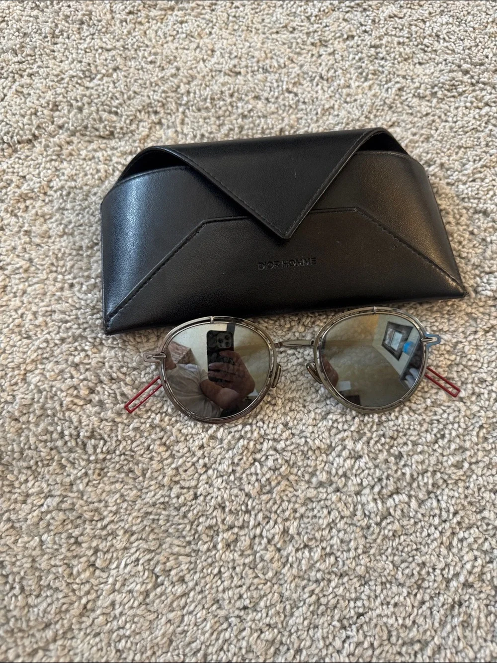 Dior Silver Metal Round Sunglasses with Black Case
